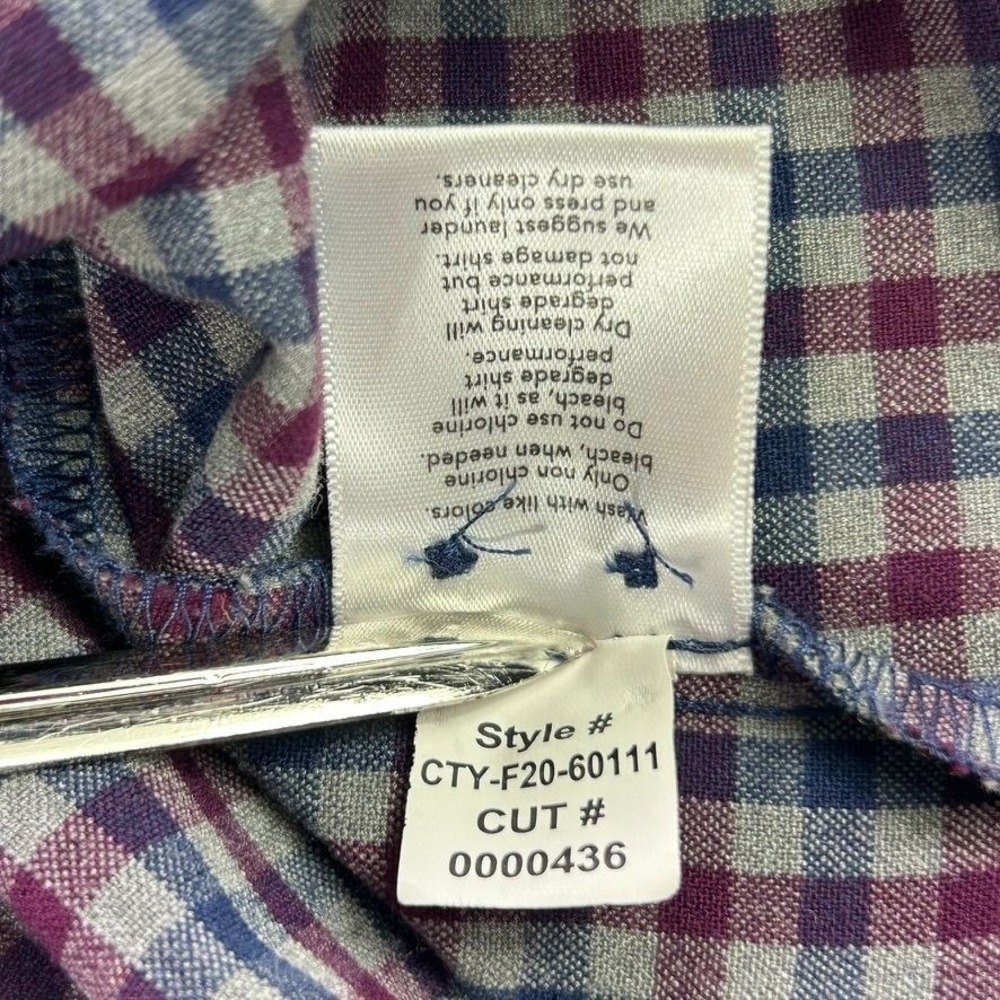 Mizzen + Main Leeward Trim Fit Performance Shirt Mens Large Garnet Gingham Dress - Picture 6 of 10
